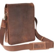 Visconti Distressed Oiled Leather Messenger Shoulder Bag with Flap over # 18563 - Oiled Tan  