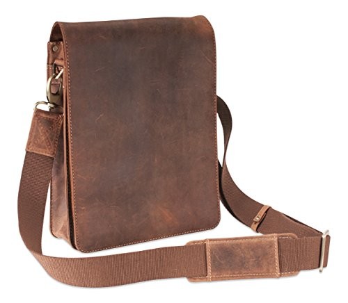 Visconti Distressed Oiled Leather Messenger Shoulder Bag with Flap over # 18563 - Oiled Tan ...