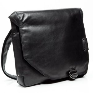 BACCINI large messenger bag - shoulder bag BRIZIO fits 14", iPad - laptop bag black leather  