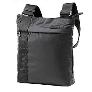 Calvin Klein CK Black Polyester Monogrammed Messenger Bag  