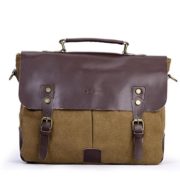 Eshow Mens Leather Retro Messenger Brifecase Shoulder Bag, Brown  