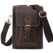 Zenness Retro Mens Small Mini Genuine Leather Crossbody Bag Waist Belt Bag  