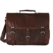 Mens Large Leather Satchel Briefcase Laptop Shoulder Bag by Vida Vida for School University Work Travel  