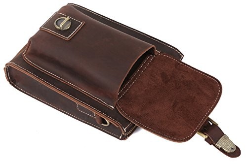 Zenness Retro Mens Small Mini Genuine Leather Crossbody Bag Waist Belt Bag - Mens Messenger Bags UK