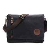 CORLISS Casual Canvas Messenger Bag College Shoulder Bag for Men & Women (#03 Black)  