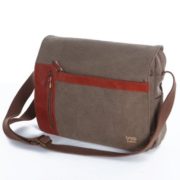 Brown Large Unisex Troop London Canvas Messenger Shoulder Bag 2 zippers(TRP0200Brown)  