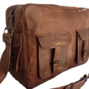 True Grit Leather- "Executive" Leather Laptop Messenger Briefcase Crossover Shoulder Bag (17 Inch)  