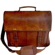 True grit leather 18 Inch Mens Leather Messenger Briefcase Shoulder Laptop Satchel Messenger Bag  