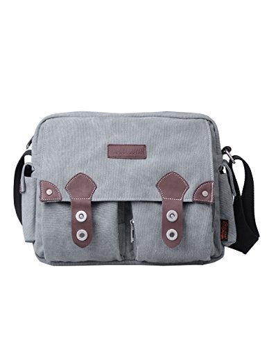 grey canvas messenger bag