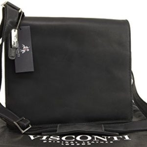 Visconti Cross-Body Messenger Bag - Hunter Leather - 16025 Harvard (M) - Oil Black  