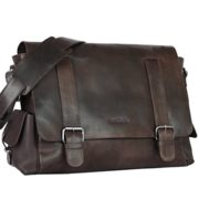 FEYNSINN XL messenger laptop bag ASHTON for men - crafted crossbody satchel in genuine brown leather (16 x 12 x 4 in.)  