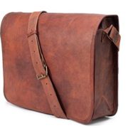 True Grit Leather- "Grunge" Leather Laptop Messenger Briefcase Crossover Shoulder Bag (16 Inch)  