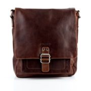 STOKED large cross-body bag - messenger bag NATHAN fits tablet - iPad - shoulder bag tan-cognac leather  