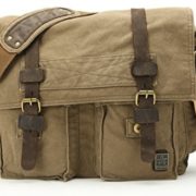 sulandy@ mens womens canvas leather shoulder bag bags (large, army green)  