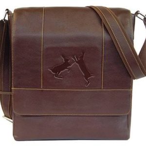 Dark Brown Italian Hide Leather Sparring Hares Messenger Bag by Tyler and Tyler  