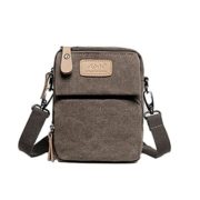 Fansela(TM) Mens Leisure Solid Canvas Crossbody Pack Single Shoulder Bags Grey  