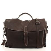 JoeBo Men's Waxy Leather Messenger Satchel Laptop Bag with Contrast Stitching JB3008 (Waxy Dark Brown 3008)  