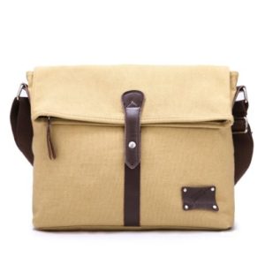 Eshow Men's Retro Casual Canvas Cross Body Messenger Bag, Khaki  