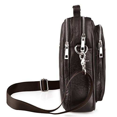 Jack&Chris®Men&#39;s Genuine Leather Messenger Cross Body Bag Sling Bag Small Bag,JN8801 - Mens ...