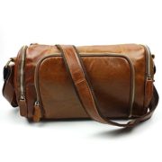 BAIGIO Vintage Genuine Leather Bag Shoulder Messenger Pack Holdall Cross-Body Casual Daypack (Brown Wax Leather)  