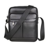 Zicac Mens Leather Quality School Shoulder Single Bag Multi-function Crossbody Handbag Briefcase for Office Messenger Casual Everyday Satchel (Black)  