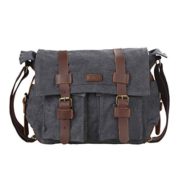 Kattee Vintage Canvas Leather Cross Body Shoulder Messenger Bags School Satchel Bag  