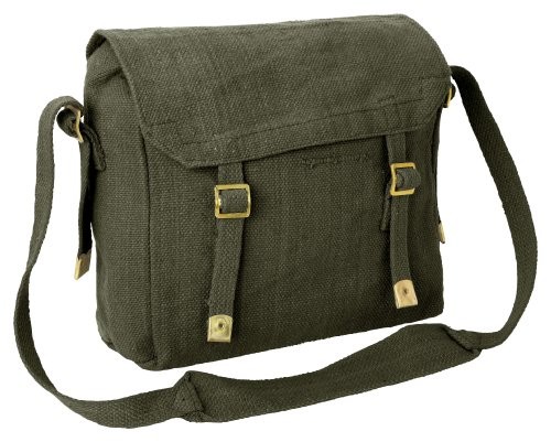 Small Canvas Webbing Messenger Bag -Olive - Mens Messenger Bags UK