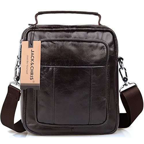 Jack&Chris®Men&#39;s Genuine Leather Messenger Cross Body Bag Sling Bag Small Bag,JN8801 - Mens ...