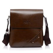 LRZZ Mens Classical Casual Model Single Shoulder Business Office PU Briefcase Messenger Everyday Satchel Bag Cross Body Webbing Haversack (Brwon)  