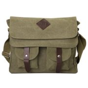 Eshow Men's Messenger Shoulder Cross Body Bags Canvas British Retro Casual Style for Traval Business School Daily Use Army Green  