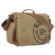 E-Bestar Men's Vintage Messenger Bag Canvas Shoulder Bag Causal Outdoor Travel Crossbody Bag (Khaki)  