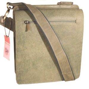 Hunter leather green cross body messenger bag  