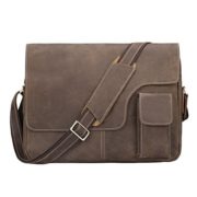 S-ZONE Mens Vintage Crazy Horse Leather Messenger Bags Laptop Shoulder Briefcase  