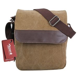 Zicac Mens Canvas Messenger Shoulder Bag Handbags Black and Brown Color (Brown)  