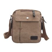 Lifebe BG Men's Casual Canvas Messenger Bag With Real Leather Trim Multi-pocket Travel Organiser (Coffee)  