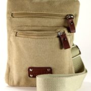 Mens Ladies Lorenz Canvas Messager Bag Shoulder Satchel 100% Cotton Work Travel - Khaki Natural  