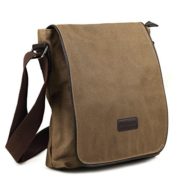 Eshow Men's Messenger Shoulder Bags Canvas Flap Bags Satchel Casual Cross Body Everyday Bags for Business School Daily Use Brown  