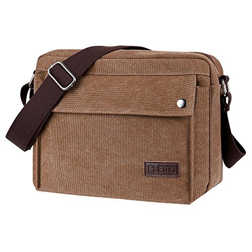 Plemo Unisex British Style Retro Casual Canvas Messenger Bag, Crossbody Shoulder Bag Fits 11 ...