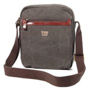 Troop London Brown Canvas Unisex Airport Travel Messenger Shoulder Bag(0218Brown)  