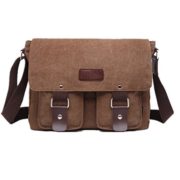 SUNRAY-BUY British Style Retro Mens Canvas Leather Messenger Traval Shoulder Travel Hiking Camping Bag Coffee (Coffee)  