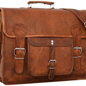 Gusti Leder nature "Leon" Genuine Leather Satchel Business Shoulder Vintage College Uni Messenger 17" Laptop Briefcase Bag Unisex Brown U31  