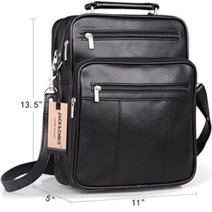 Jack&Chris® Mens Leather Cross Body Handbag Single-Shoulder Briefcase Messenger Bag, MBYX020  