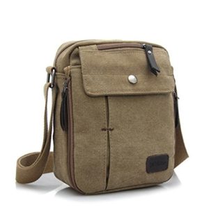 MeCool Men's Canvas Vintage Messenger Crossbody Over Shoulder Bag for Cross Body Casual Travel Sports Weekend Overnight Retro Pack Side Bag Khaki  