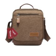 Zicac Mens Durable Vintage Multifunction Canvas Shoulder Handbag Business Messenger Ipad Tote Satchel Bag (Coffee)  