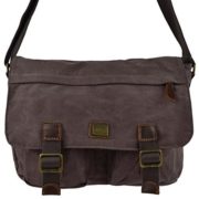 Mens Ladies CANVAS LEATHER Messenger BAG by Troop London Travel Spacious (Black)  