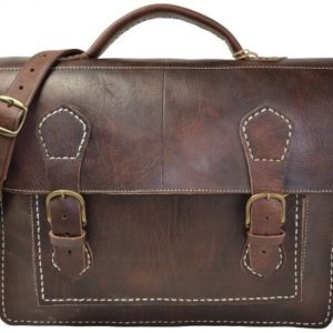 Gusti Leder nature "Charlie" Genuine Leather Business Smart Office Briefcase Satchel Uni College Document Laptop Shoulder Cross-Body Vintage Unisex Dark Brown B7  