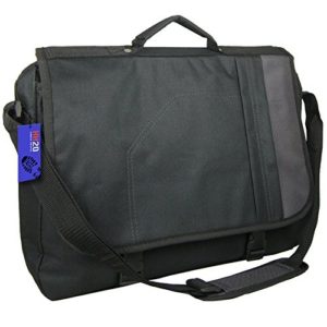 Hey Hey Twenty - Mens Messenger Bag with Organiser and Padded Section, Colour : Black / Grey Stripe  