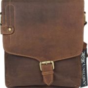 Unicorn Leather Camel brown ipad , Ebook or Tablets bag Messenger #4N  