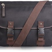 AB Earth Vintage Leather Canvas Nylon School bag Messenger Bag Briefcase, M707 (Black Nylon)  